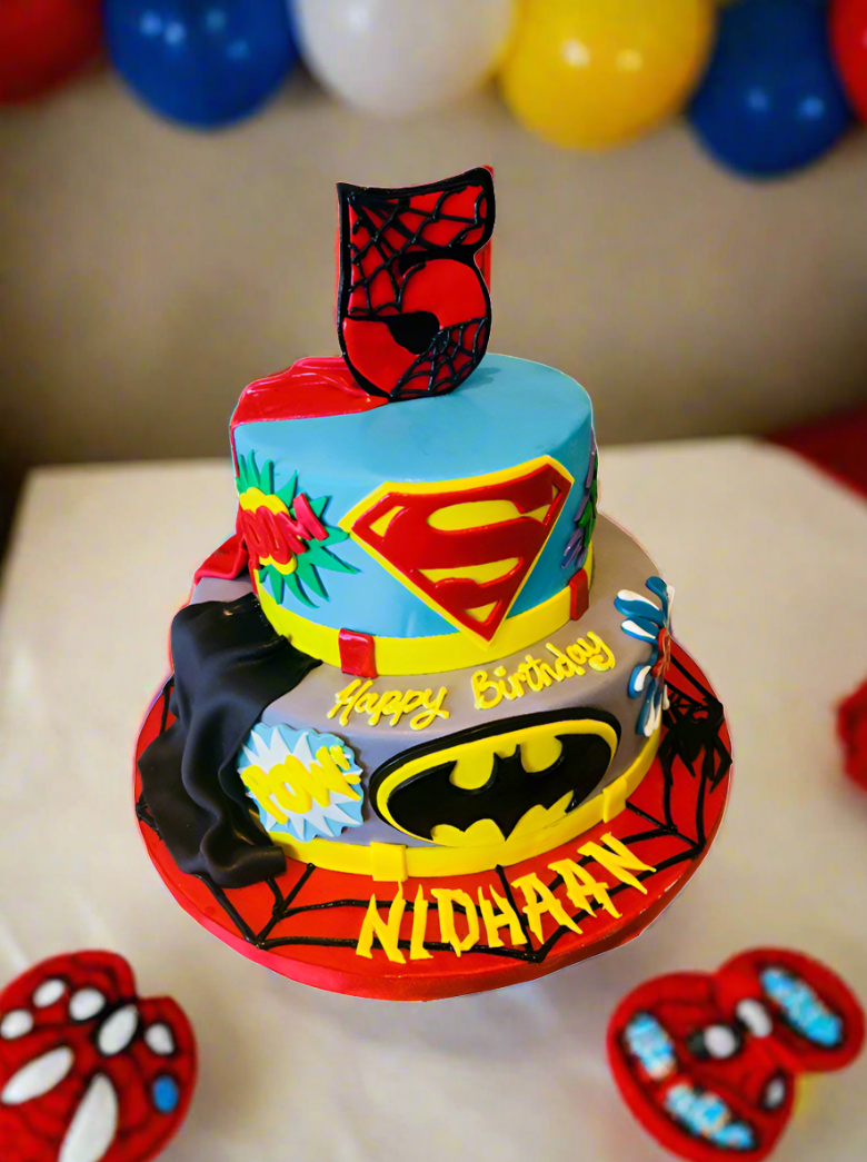 Nidhaan Spiderman Tiered Cake