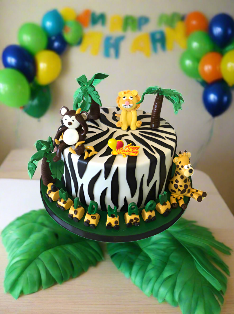 Nidhaan Jungle Themed Fondant Cake