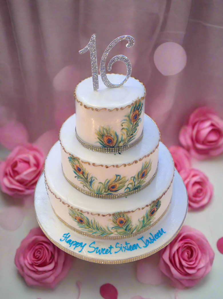 Peacock Sweet Sixteen Cake