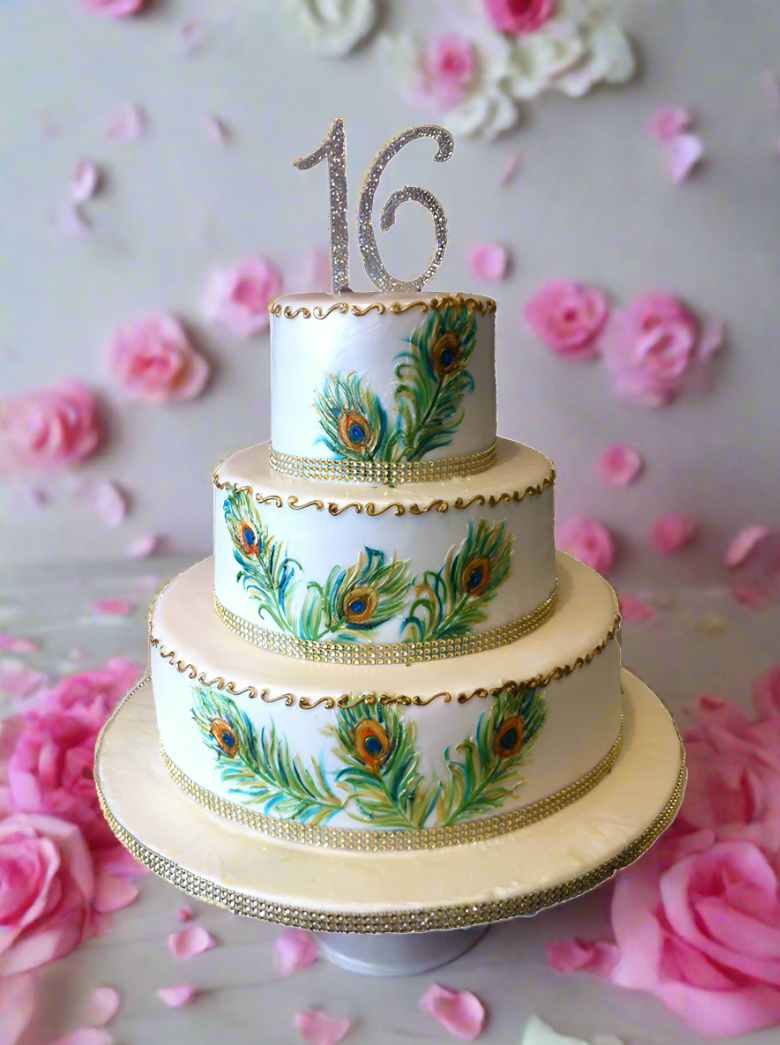 Peacock Sweet Sixteen Cake