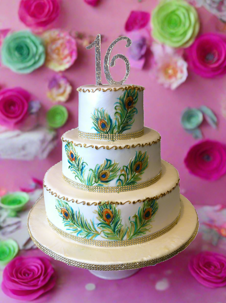 Peacock Sweet Sixteen Cake