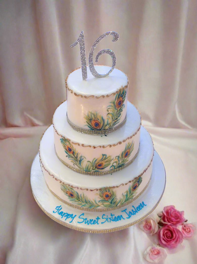 Peacock Sweet Sixteen Cake