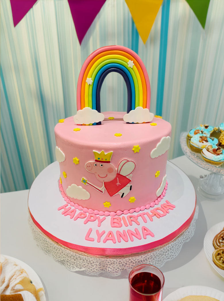 Peppa Pig Rainbow Fondant Cake