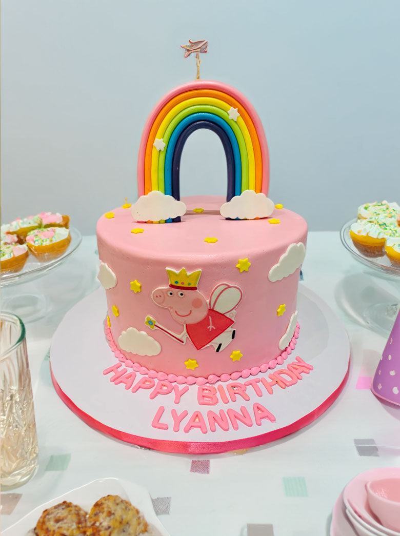 Peppa Pig Rainbow Fondant Cake