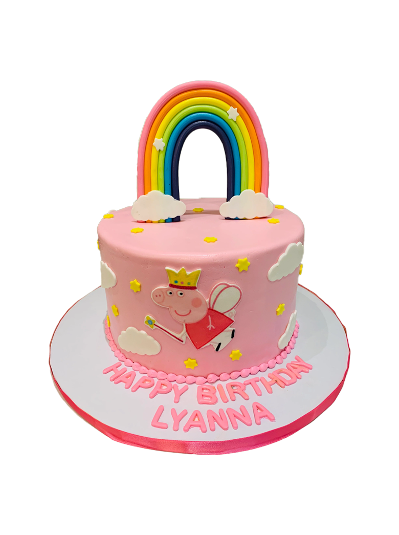 Peppa Pig Rainbow Fondant Cake