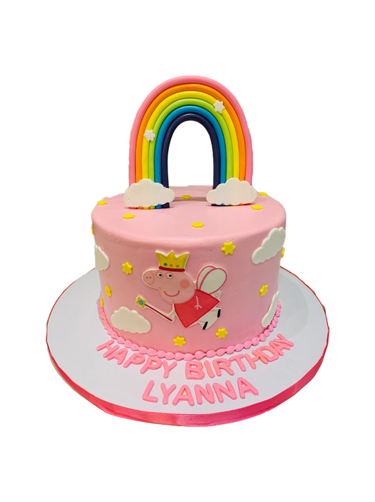 Peppa Pig Rainbow Fondant Cake