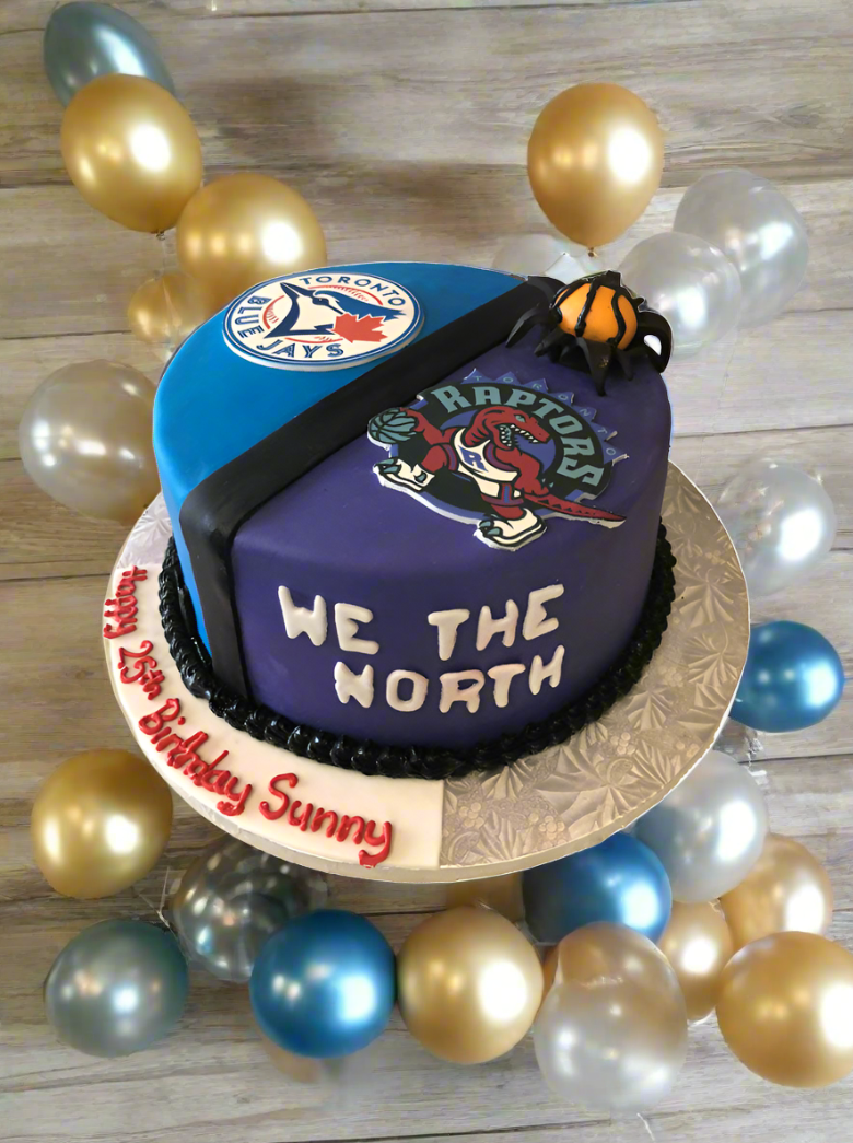 Raptors And Blue Jays Fondant Cake