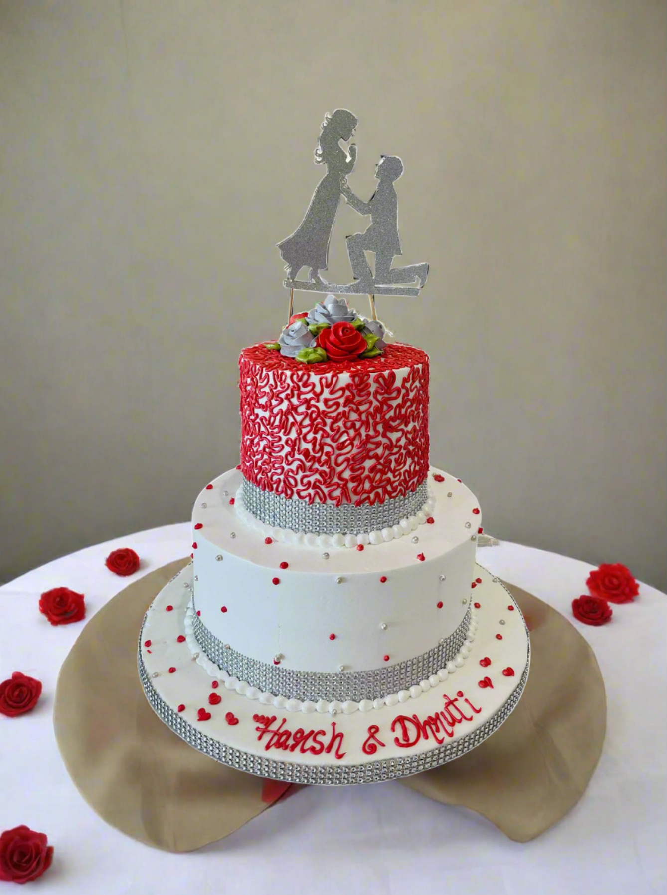 Red & White Wedding Cake