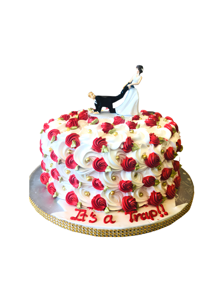 Red And White Rosette Cake