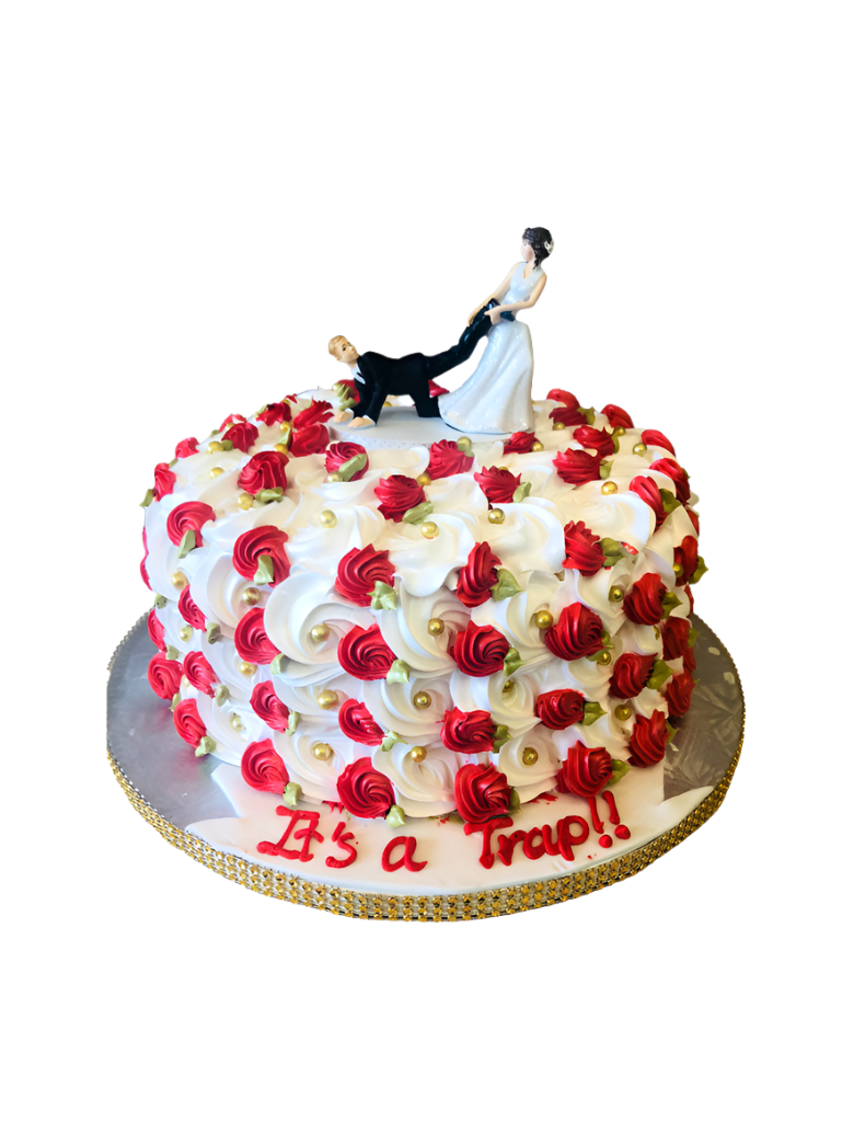 Red And White Rosette Cake