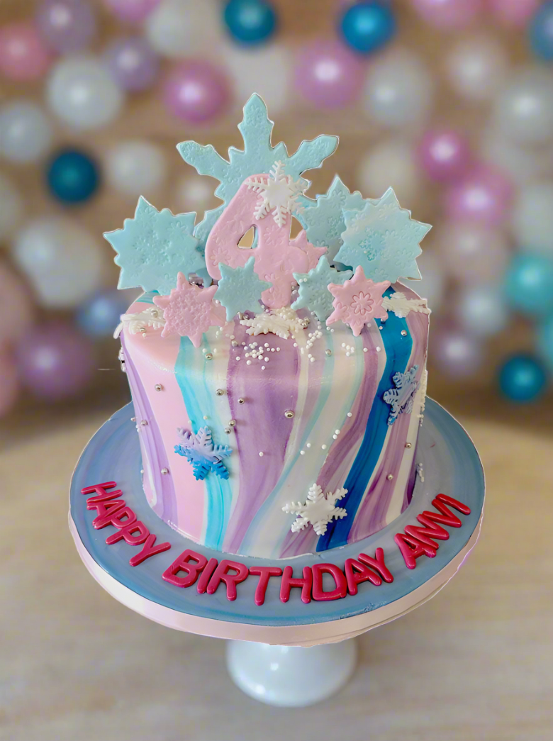 Snowflake Winter Wonderland Fondant Cake