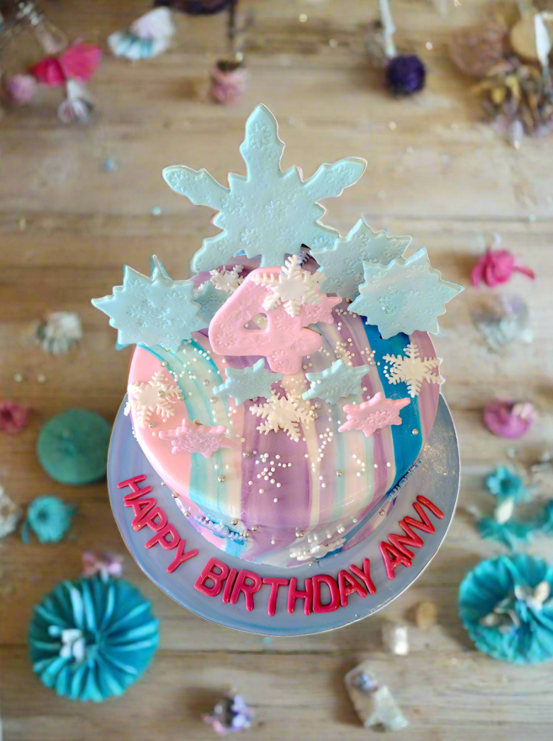Snowflake Winter Wonderland Fondant Cake