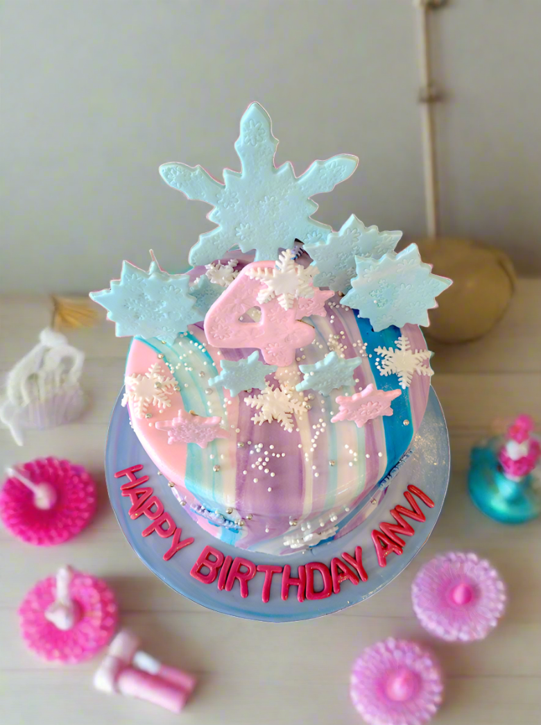 Snowflake Winter Wonderland Fondant Cake