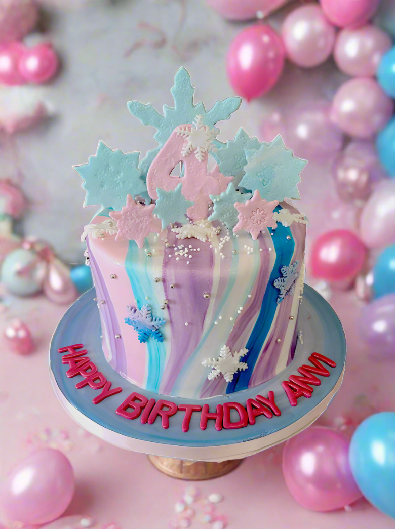 Snowflake Winter Wonderland Fondant Cake