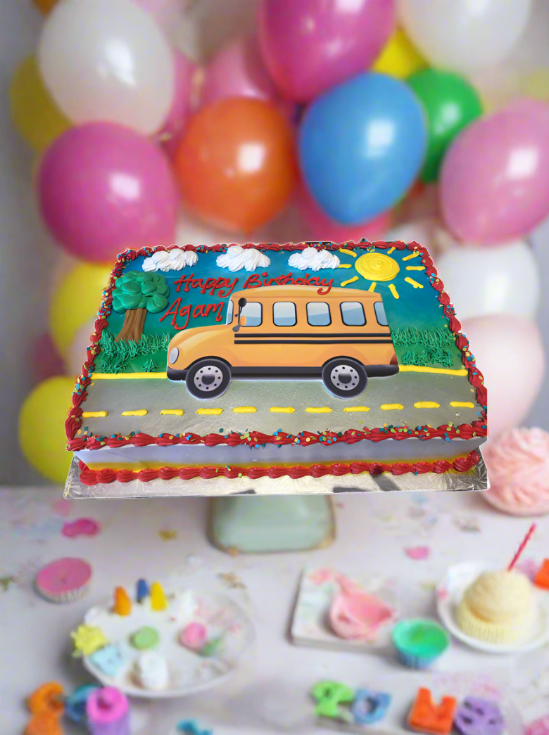 School Bus Photo Cake