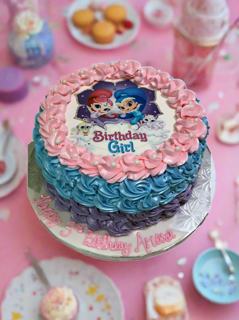 Shimmer & Shine Rosette Photo Cake
