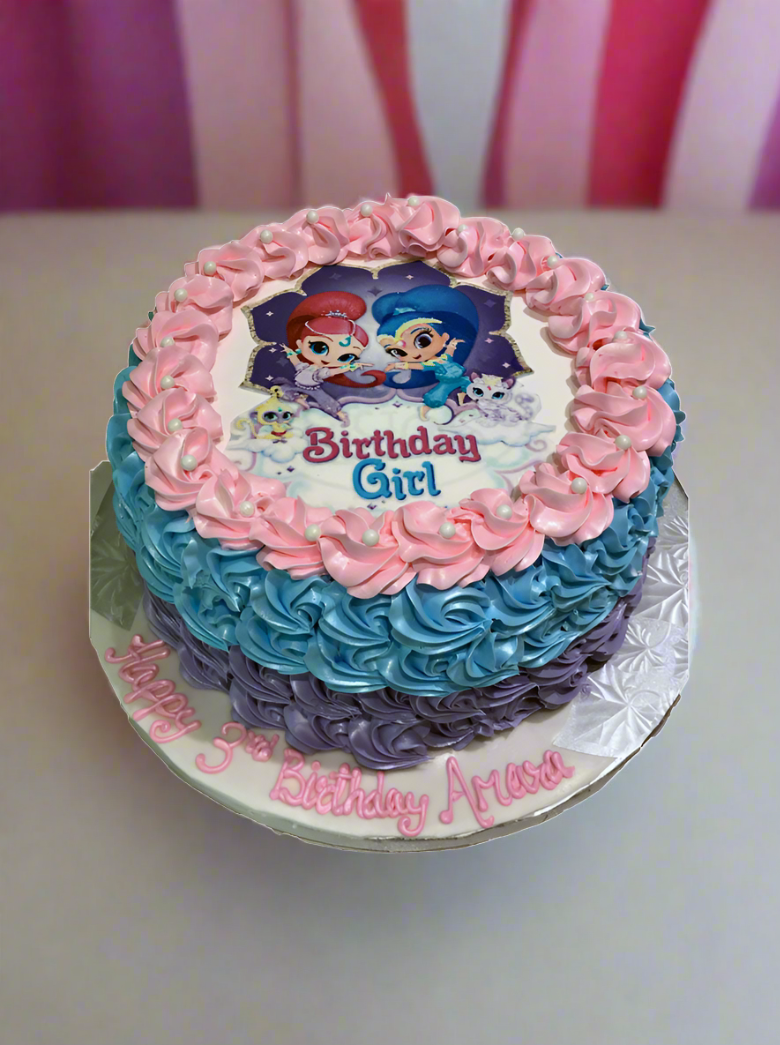 Shimmer & Shine Rosette Photo Cake