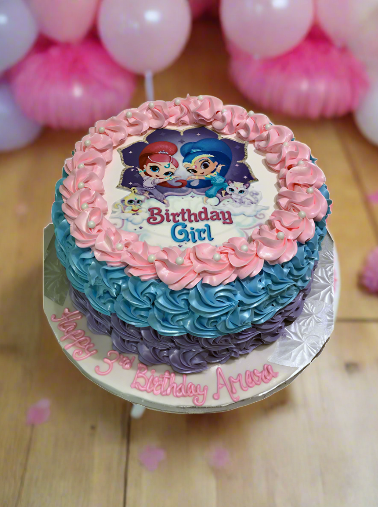 Shimmer & Shine Rosette Photo Cake