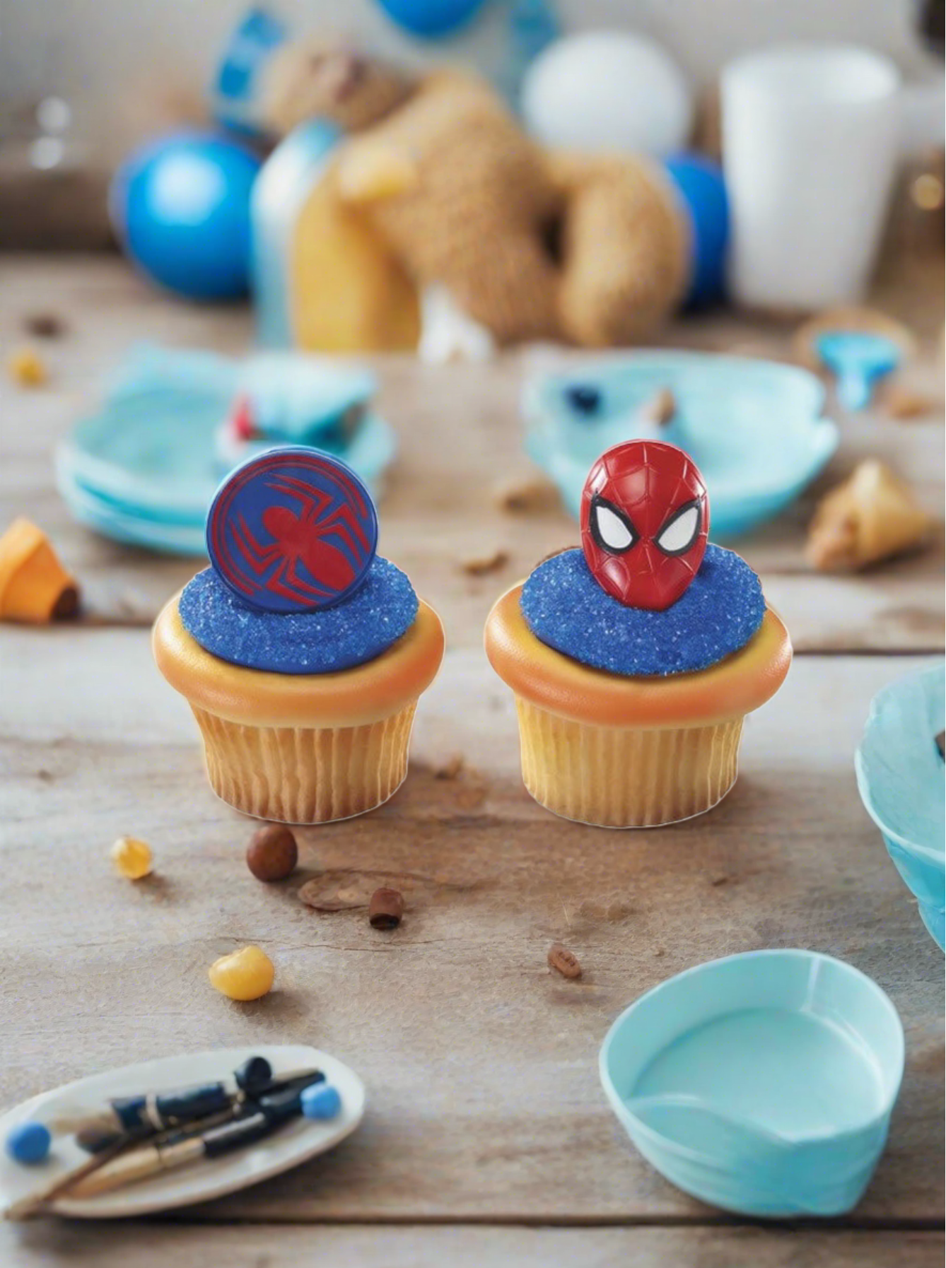 Spiderman Mask and Spider Ring Cupcakes - (Pack of 6)