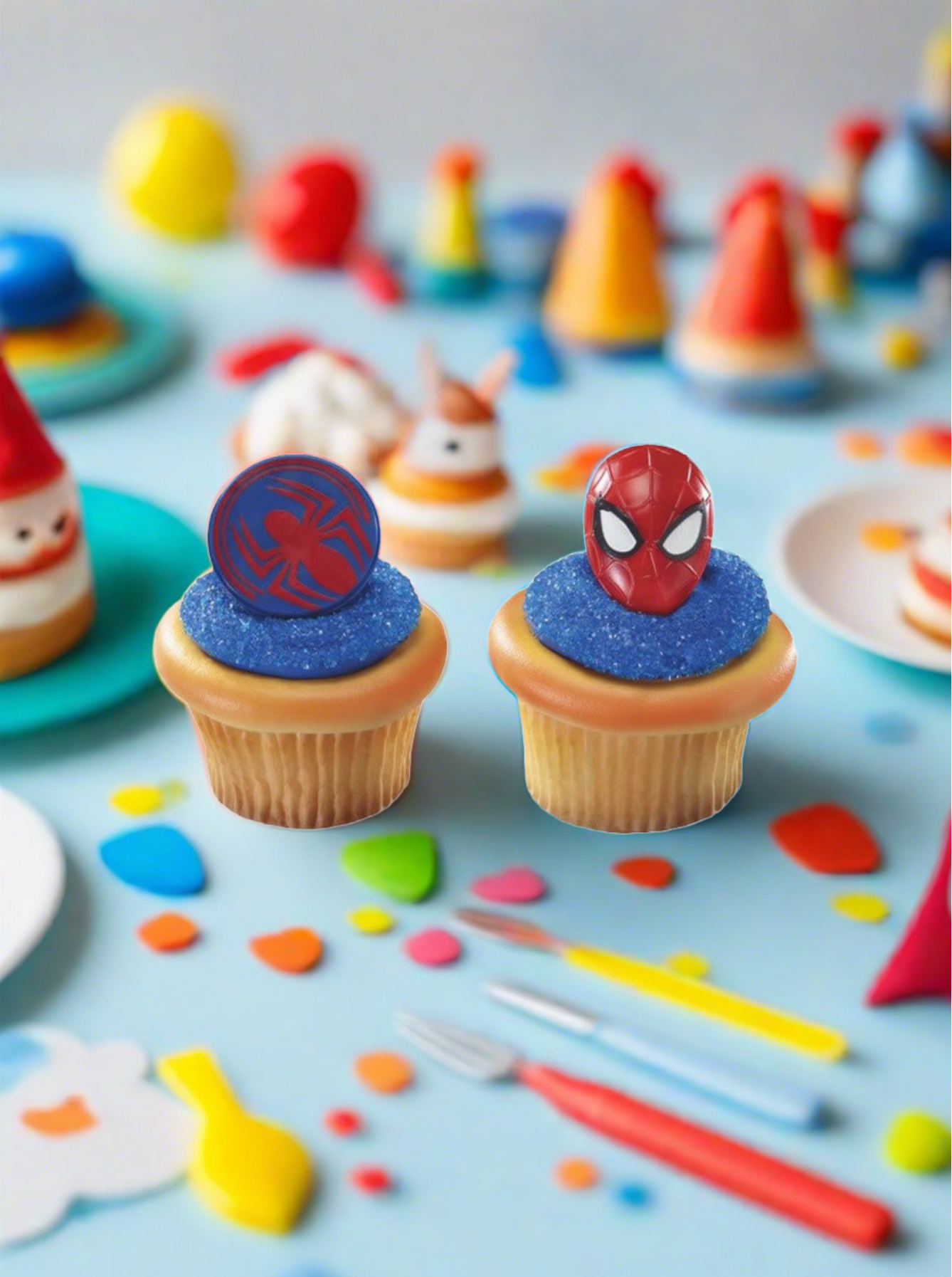 Spiderman Mask and Spider Ring Cupcakes - (Pack of 6)
