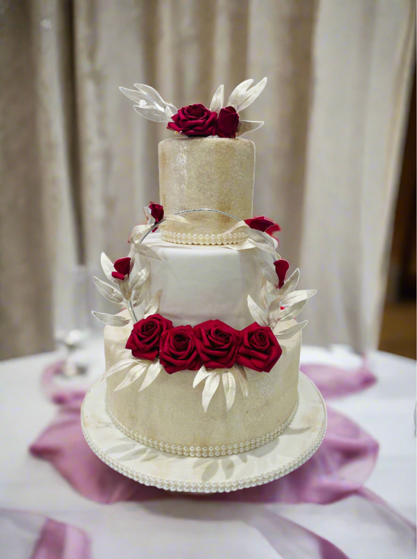 String Garland Wedding Fondant Cake