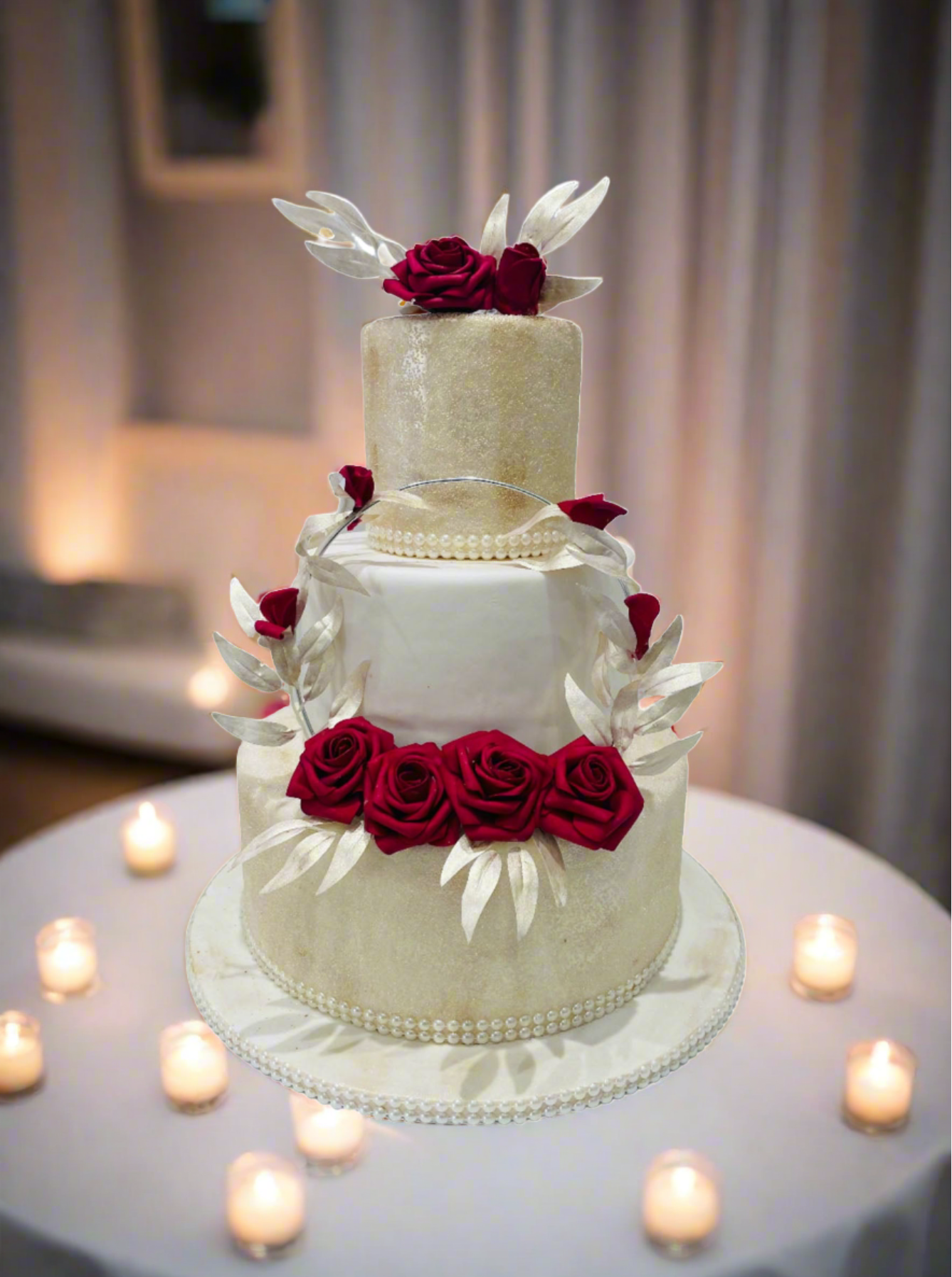 String Garland Wedding Fondant Cake