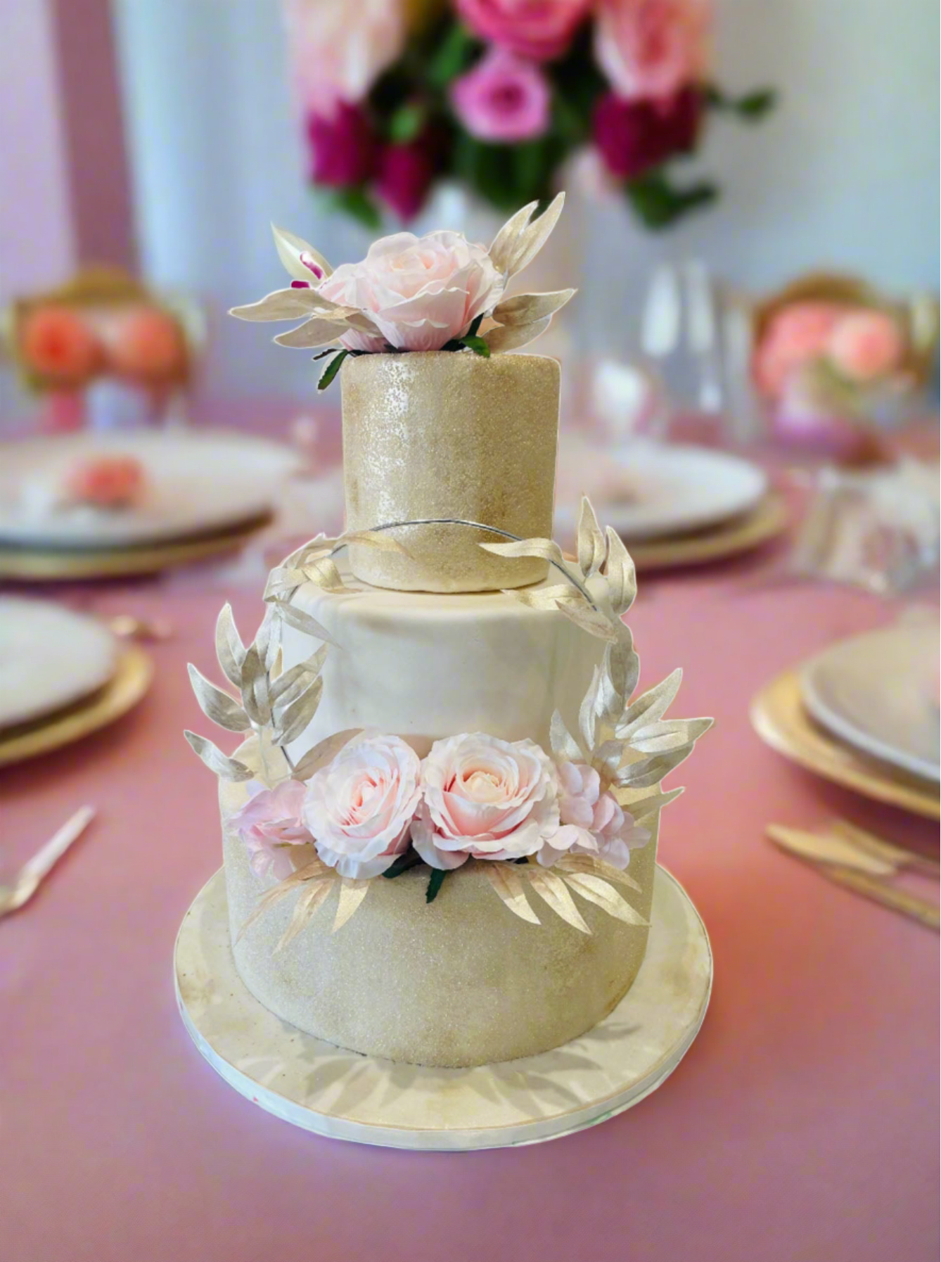 String Garland Wedding Fondant Cake