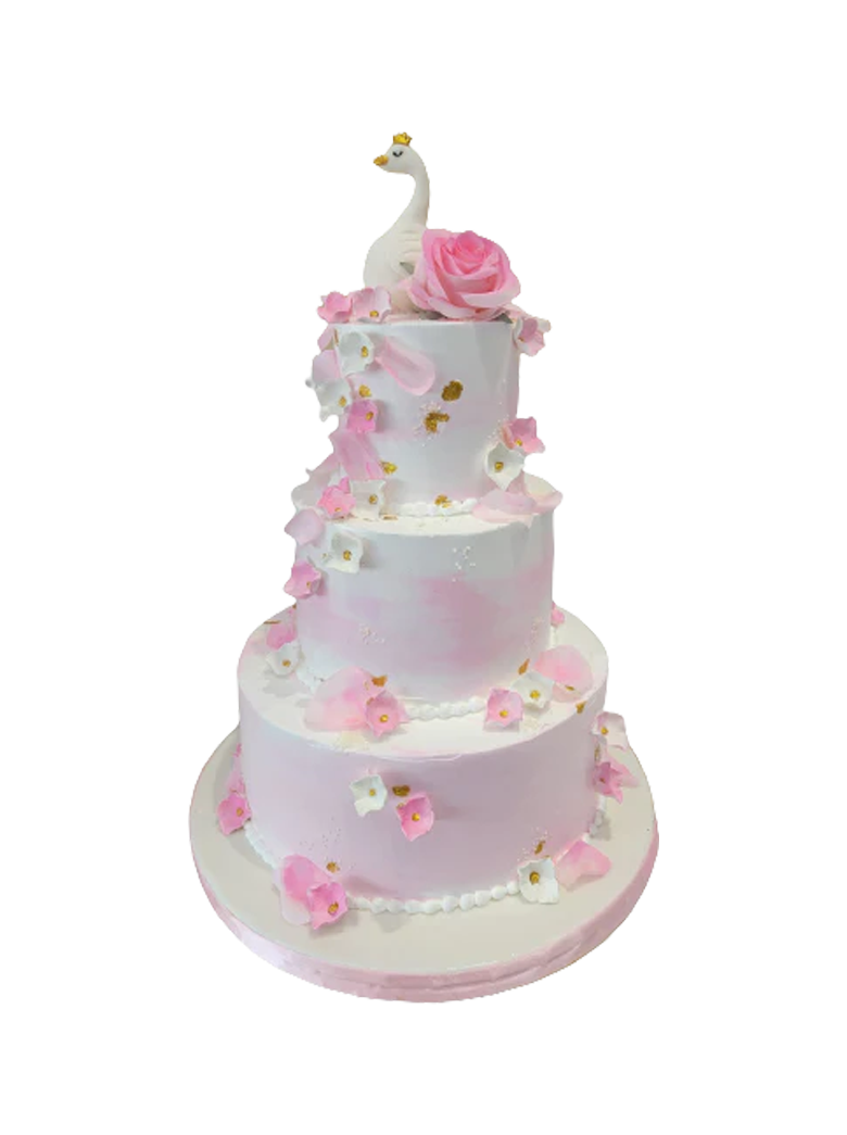 Swan Tiered Cream Cake