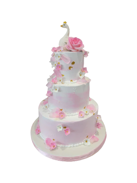 Swan Tiered Cream Cake