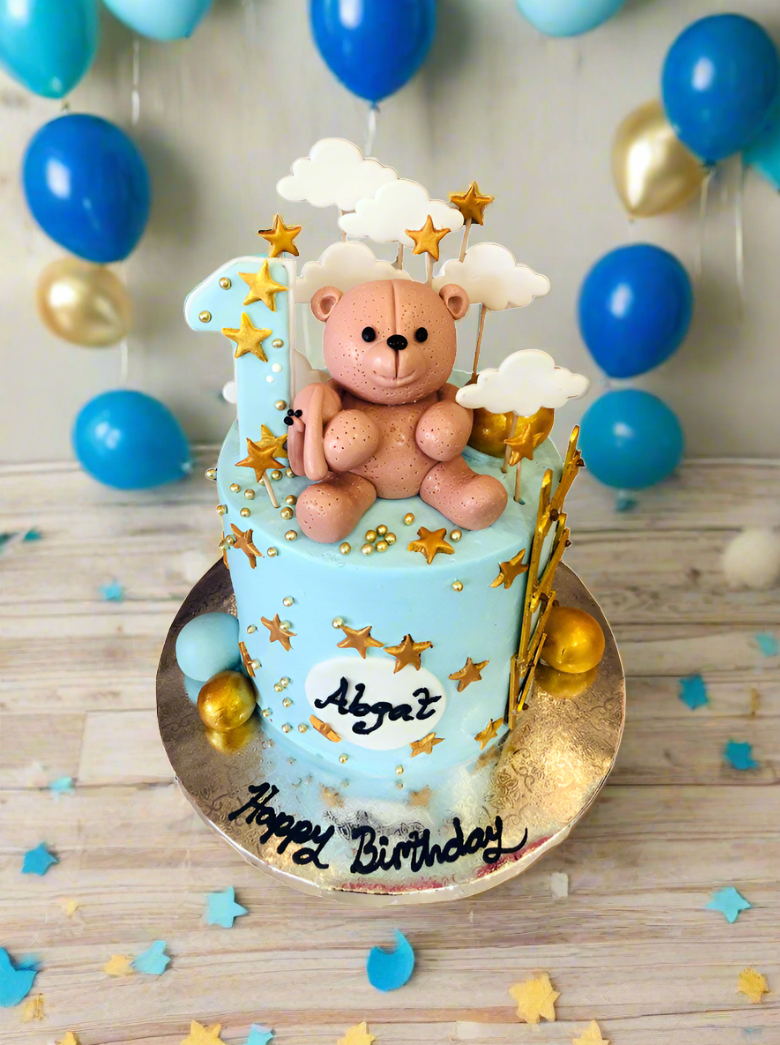 Teddy Bear Fondant Birthday Cake