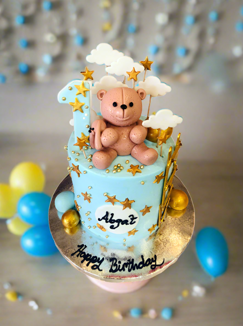 Teddy Bear Fondant Birthday Cake