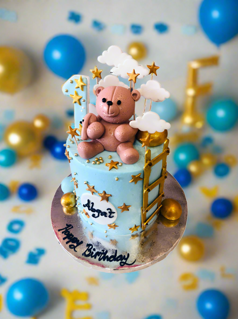 Teddy Bear Fondant Birthday Cake