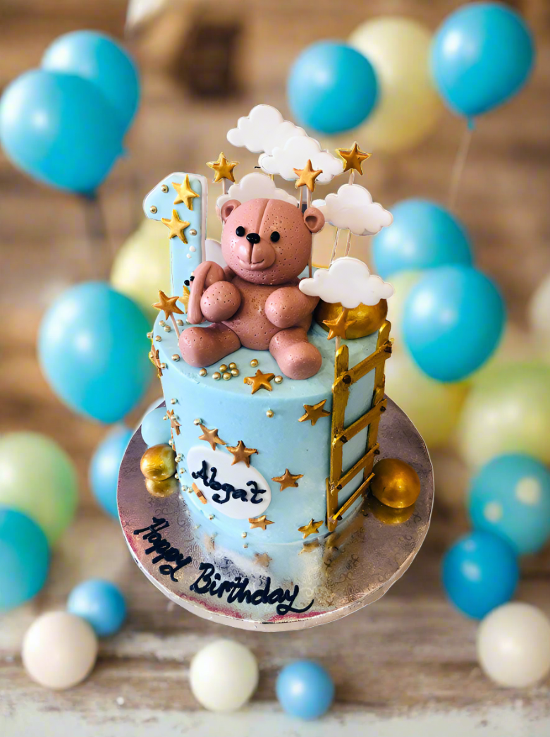 Teddy Bear Fondant Birthday Cake
