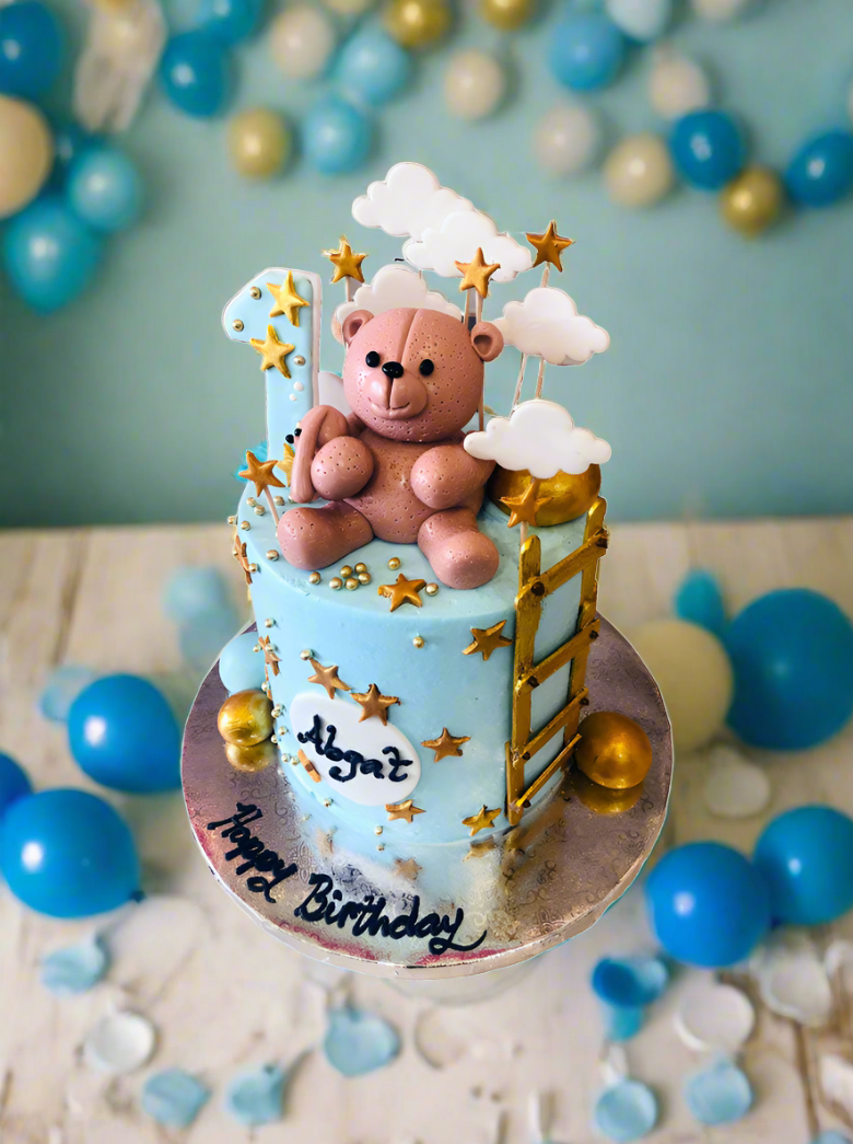 Teddy Bear Fondant Birthday Cake