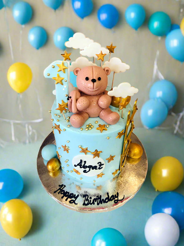 Teddy Bear Fondant Birthday Cake