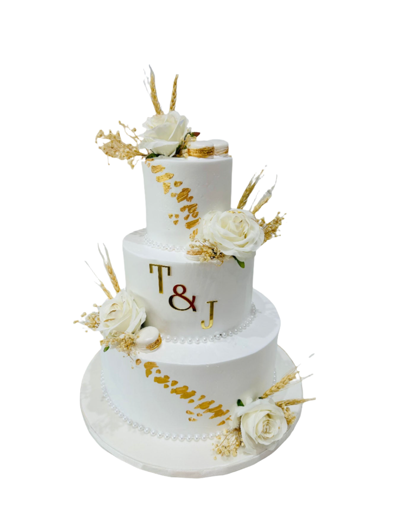 T & J Ivory Wedding Tiered Cake