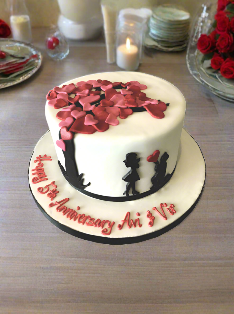 Tree Of Hearts Fondant Cake