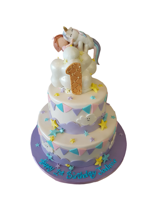 Unicorn Fondant Tiered Cake