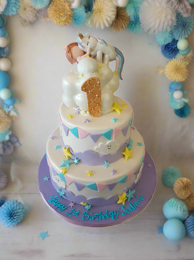 Unicorn Fondant Tiered Cake