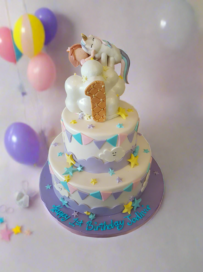 Unicorn Fondant Tiered Cake