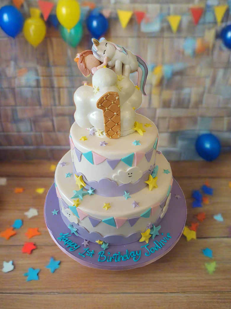 Unicorn Fondant Tiered Cake