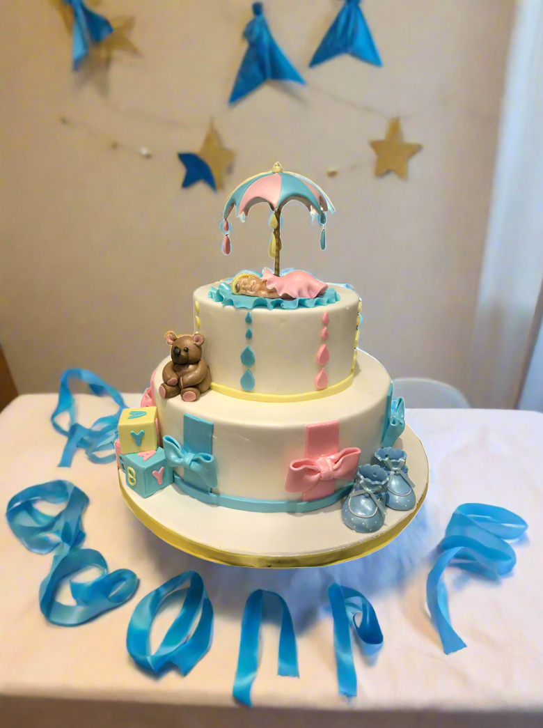 Umbrella Baby Shower Cake
