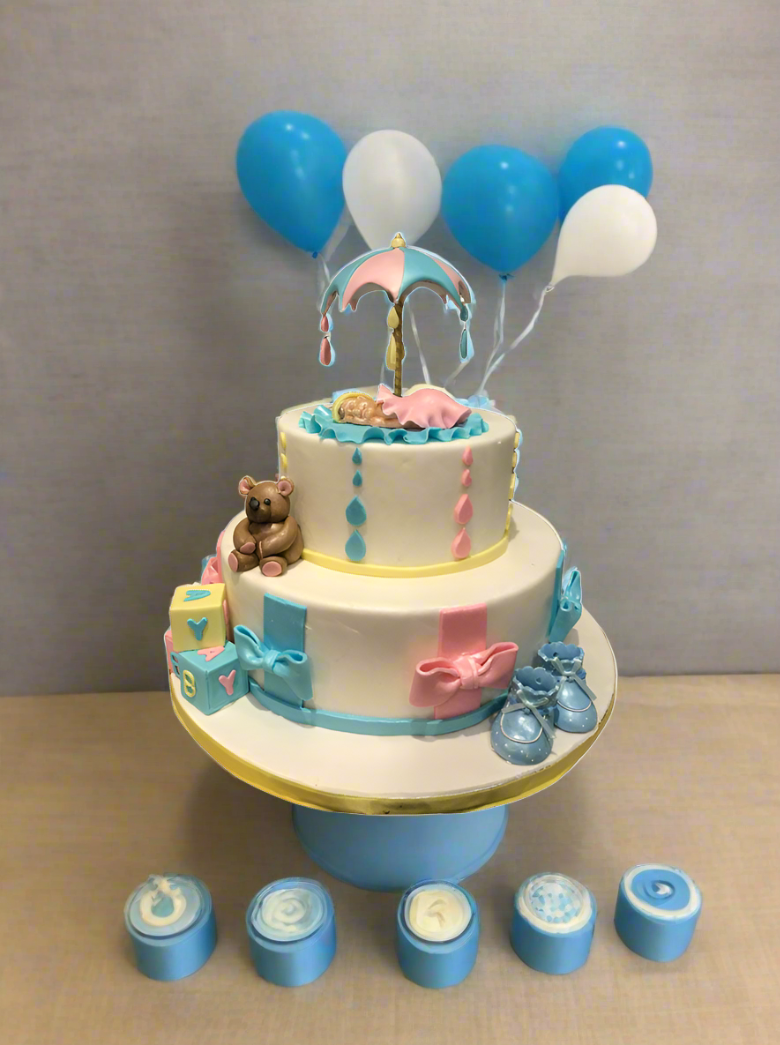 Umbrella Baby Shower Cake
