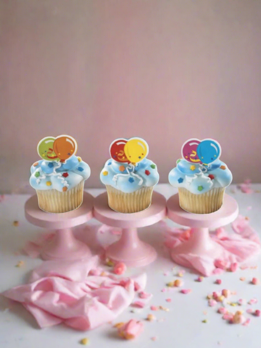 HappyBirthday Balloons Cupcakes - (Pack of 6)