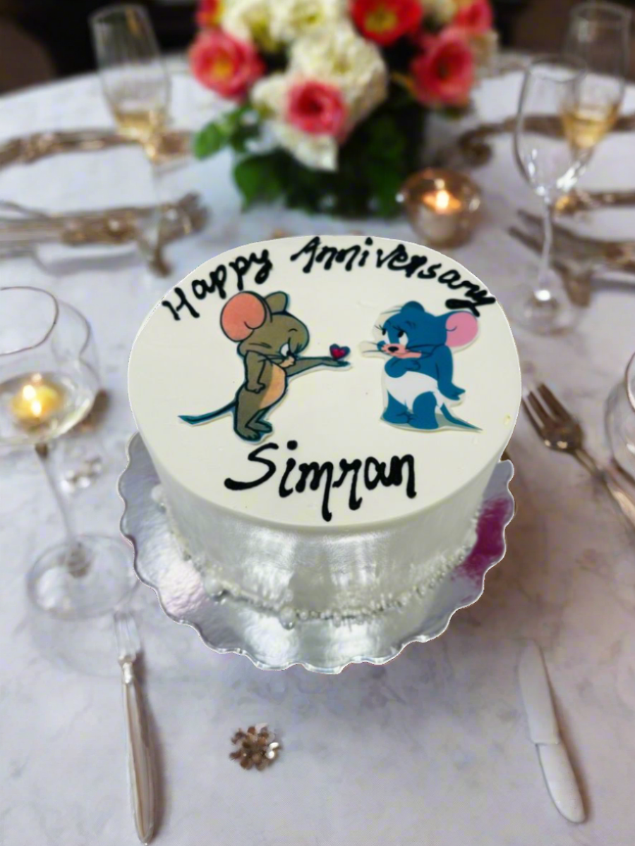Tom & Jerry Couple Cream Cake