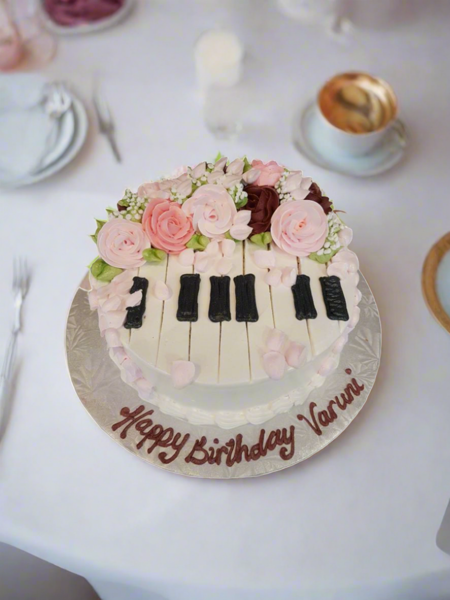 Piano Flower Birthday Cake
