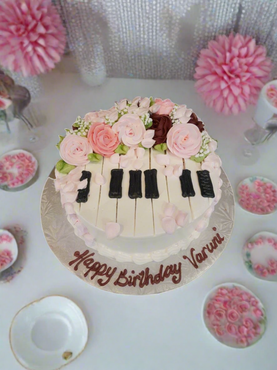 Piano Flower Birthday Cake