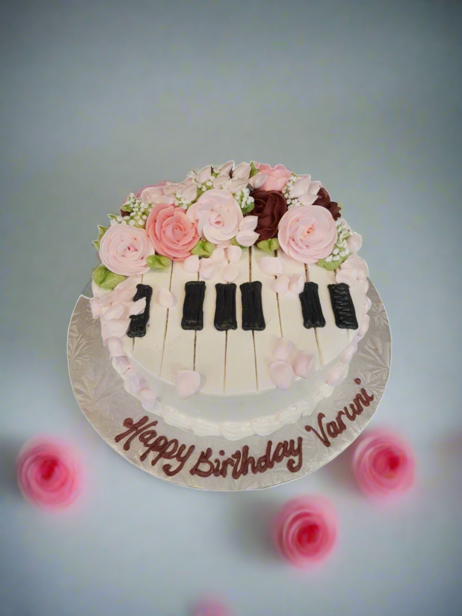 Piano Flower Birthday Cake