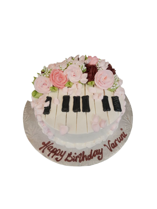 Piano Flower Birthday Cake
