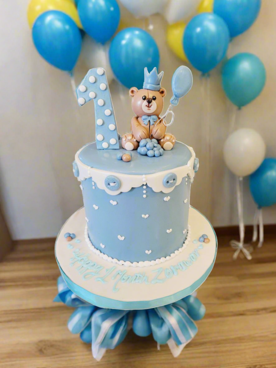 Bear 1St Birthday Fondant Cake